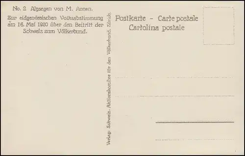 Suisse: Carte de vue du référendum sur l'adhésion à la Société des Nations, inutilisé