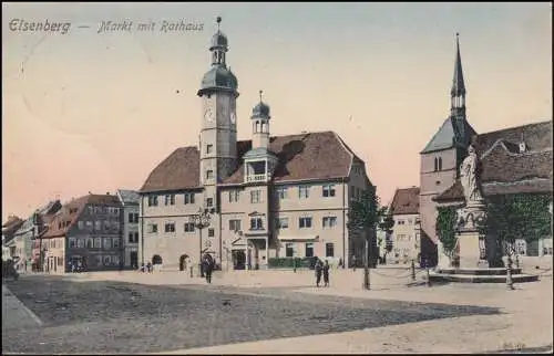 Bahnpost CROSSEN (ELSTER) - JENA ZUG 710 - 6.7.1900 auf AK Eisenberg Rathaus