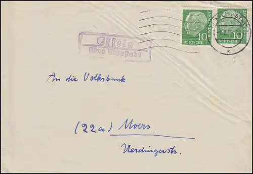 Landpost-Stempel Effeln über LIPPSTADT 3.2.1958 auf Brief nach Moers