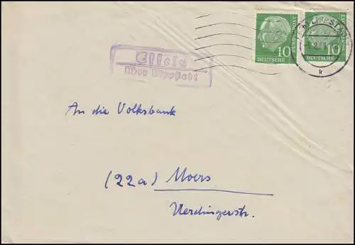 Landpost-Stempel Effeln über LIPPSTADT 3.2.1958 auf Brief nach Moers