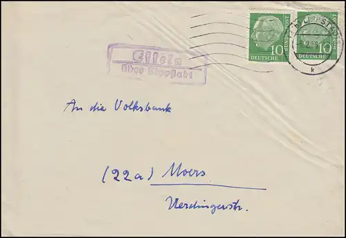 Temple de la poste de campagne d'Effel sur LIPPSTADT 3.2.1958 sur lettre à Moors