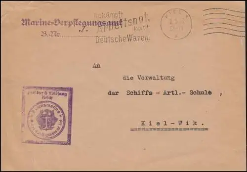 Frei durch Ablösung Reichsmarine-Verpflegungsamt KIEL 8.5.1933 als Orts-Brief