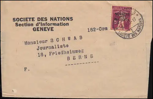 Société des Nations (SDN) 28x Tellknabe en tant qu'EF sur bande passante GENF 16.2.1931 à Berne