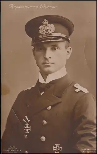 Fotokarte Kapitänleutnant Otto Weddigen U-Boot-Kommandant, ungebraucht