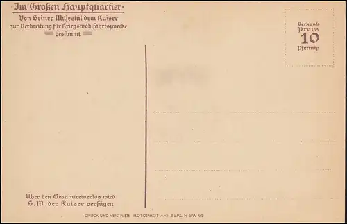 Carte de visite de secours militaire Dans le quartier général, vers 1914, inutilisé