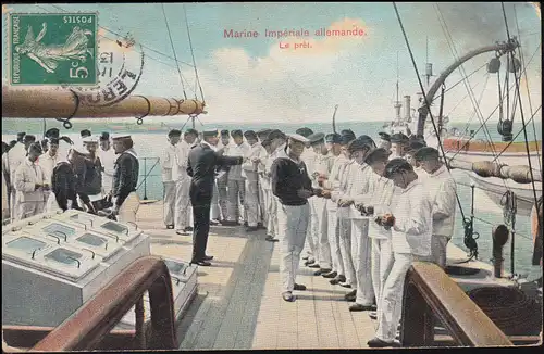 Französische Ansichtskarte: Deutsche Kaiserliche Marine Die Kontrolle, 13.2.1910