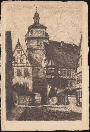 Einkreisstempel BAHNPOST 9.4.1927 auf Ansichtskarte Rothenburg nach Zürich