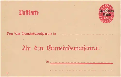 Dienstpostkarte einer Behörde DPB 1 Bayern 15/15 DV 21, Doppelkarte ungebraucht