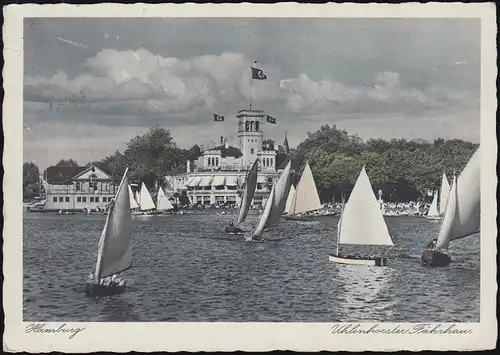 Poste ferroviaire HAMBURG-OSNABRÜCK RETARD 0092 - 10.6.39 sur AK Uhlenhorster ferry
