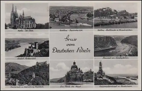 Bahnpost Trier-Kobelenz ZUG 439 - 1.4.1943 comme poste de terrain sur AK Rhein allemand