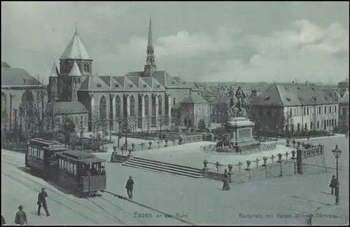 Bahnpost MG-Dortmund ZUG 285 - 6.9.1905 nach HASPE 7.9.05 auf AK Essen