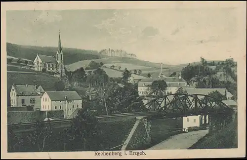 Bahnpost FREIBERG (SACHSEN) - BIENENMÜHLE ZUG 1205 - 23.8.1925 auf AK Rechenberg