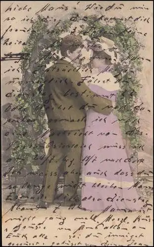 Poste ferroviaire EISENACH-FRANKFURT (MAIN) ZUG 204 - 9.5.05 AK couple d'amoureux à Kassel