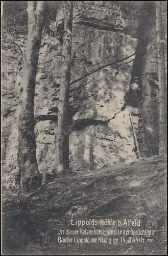 Bahnpost HANNOVER-BEBRA 7.8.1905, AK Lippolds-Höhle bei Alfeld, nach HELMSTEDT