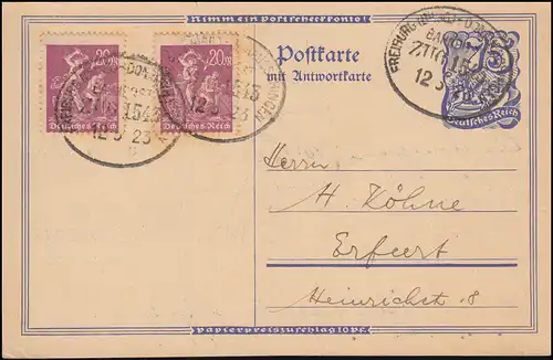 Bahnpost FREIBURG (BREISGAU) - DONAUESCHINGEN ZUG 1543 - 12.5.1923 auf P 147F+ZF