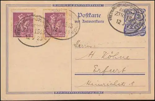 Bahnpost FREIBURG (BREISGAU) - DONAUESCHINGEN ZUG 1543 - 12.5.1923 auf P 147F+ZF