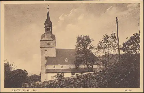 Bahnpost GOSLAR-ALTENAU ZUG 985 - 29.3.1920 auf Ansichtskarte Lautenthal / Harz