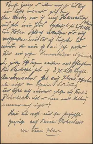 Bahnpost GERSTUNGEN-VACHA ZUG 1037 - 20.1.1924 auf Postkarte nach Eisleben