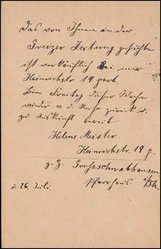 Poste ferroviaire WEIMAR-GERA (REUSS) ZUG 418 - 26.7.1920 sur carte postale à GRIZ