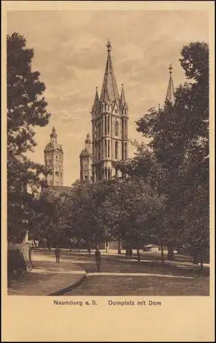 Poste ferroviaire BERLIN-WÜRZBURG ZUG 38 - 9.2.1928, AK Naumburg/Saale Domplatz avec Dôme