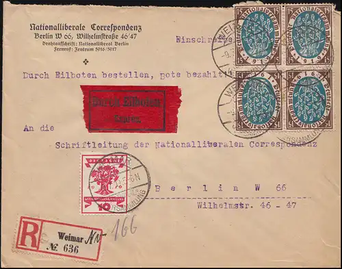 107+108 Nationalversammlung MiF Eil-R-Brief WEIMAR-NATIONALVERSAMMLUNG 9.7.1919