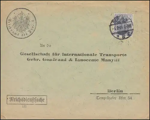 68 Germania EF Reichsbeschichte Regelamt der Innernen Vortbildungsblatt BERLIN 4.2.1905