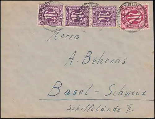 15+30 AM-Post 12+40 Pf auf Auslandsbrief CLOPPENBURG 5.5.1946 nach Basel/Schweiz