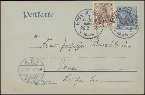 Postkarte P 63X mit Zusatzfr. GROSS-LICHTERFELDE (ANHALTER BAHN) 1 b - 26.2.1906