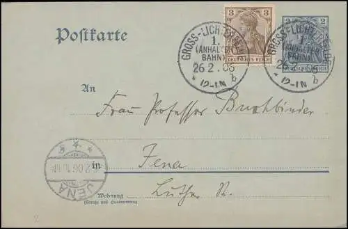 Postkarte P 63X mit Zusatzfr. GROSS-LICHTERFELDE (ANHALTER BAHN) 1 b - 26.2.1906