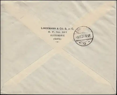 Egypte 126 Roi Fuad I sur lettre R ALEXANDRIA 4.11.1927 .d'après BERLIN 9.11.27