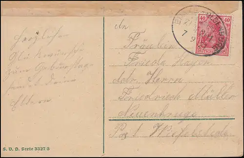 Bahnpost BRAKE-OLDENBURG ZUG 201 - 7.9.21 auf AK IN LIEBEM GEDENKEN mit Steinen