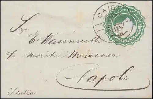 Ägypten Pyramide 2 Mill. grün Umschlag CAIRE / Kairo 1900 nach Neapel / Italien