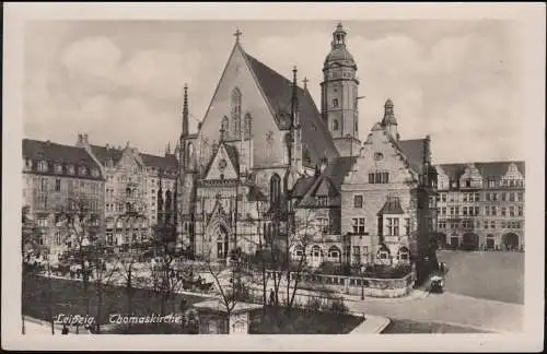 Bahnpost LEIPZIG-RIESA-DRESDEN 10.6.1941 auf AK Leipzig Thomaskirche