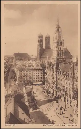 Bahnpost MÜNCHEN-STUTTGART ZUG 56 - 24.9.24 auf AK München Rathaus Frauenkirche