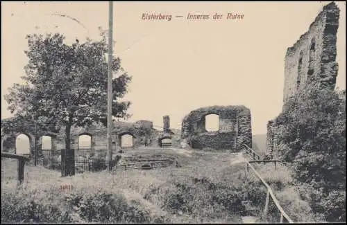 Poste ferroviaire GERA-WEISCHLITZ ZUG 2190 - 22.2.1919, AK Elsterberg Interne de la ruine