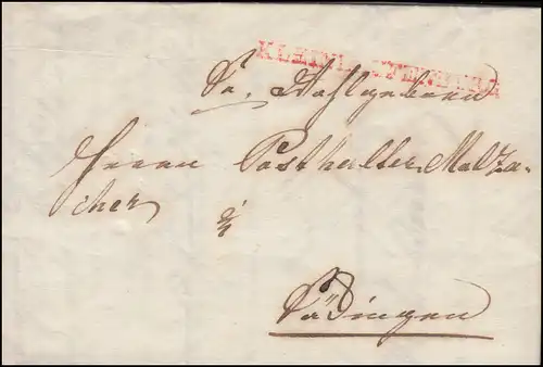 Baden Vorphilatelie Faltbrief KLEINLAUFENBURG nach Säckingen 12.2.1842