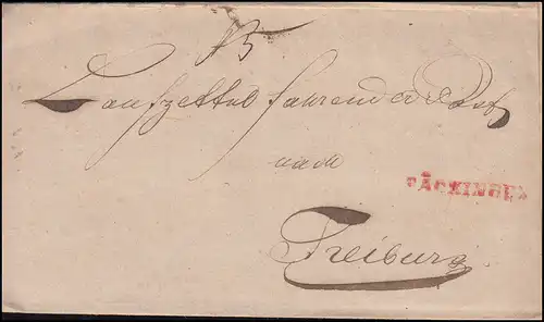 Baden Vorphilatelie Faltbief SÄCKINGEN nach FREIBURG Juli 1848