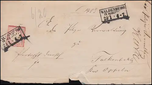 4 Tampon en tant que lettre EF Temporaire cadre WALDENBURG EN SCHLESIE 25.1.72