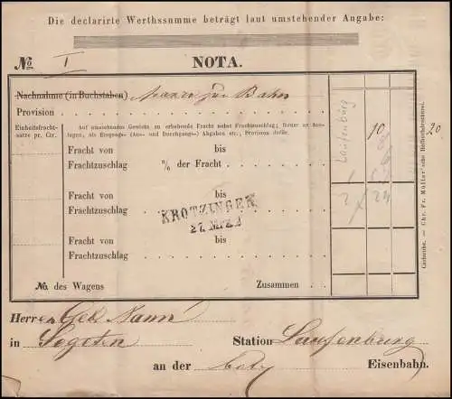 Baden Verein Deutscher Rail-Gestionen Schifffragsschreibt Stafen 24.3.1858