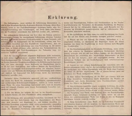 Baden Verein Deutscher Eisenbahn-Verwaltungen Frachtbrief Staufen 24.3.1858