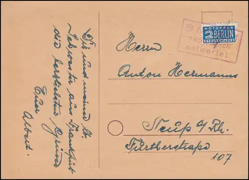 111-112 Bundestag-Satz Messekarte Frankfurter Herbstmesse passender SSt 20.9.49 