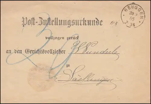 20.9.85 à l'huissier de Gerich à SÄCKINGEN 20.9.