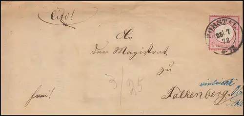 4 Tambour comme lettre EF FORST / LAUSEI 25.7.72 selon FALKENBERG numéro 27.7.