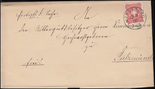 41 Adler 10 Pfennig EF Brief MERSEBURG 12.9.1888 nach SALZMÜNDE 13.9.88