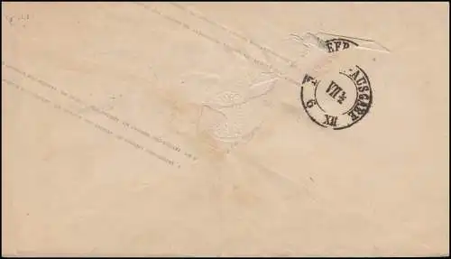 Norddeutscher Bund U 1Aa Ziffer 1 Groschen ZITTAU 5.12.1869 nach DRESDEN 6.12.