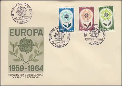 Portugal 963-965 EUROPA / CEPT 1964 - Satz auf Schmuck-FDC ESSt Lissabon 14.9.64