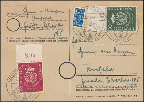 121-122 Ensemble de ruisseaux pièces de OR Carte postale SSt DÜSSELDORF Exposition radio 23.8.1950