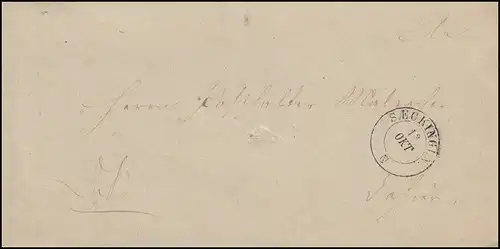 Baden Blückbrief Zweikreis SECKINGEN 13.10.1862 au Posthalter Maltacher