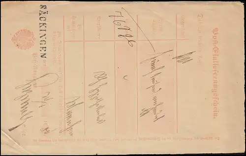 Certificat de réception postal SÄCKINGEN 30.1.1880 vers Mannheim