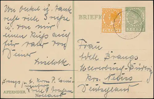 Niederlande Postkarte P 181 Wilhelmine 5 C. DRIEL (OVERBETUWE) 6.7.1927